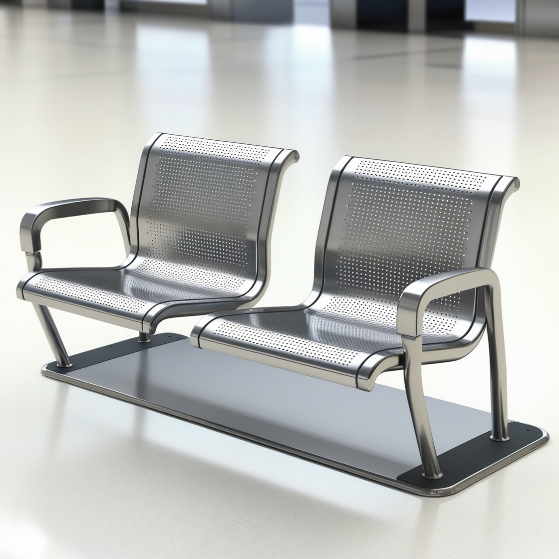 Airport Bench Indoor and Outdoor Waiting Room Seat Stainless Steel Two Seater Flat Pack 127 x 67 x 82 cm 2