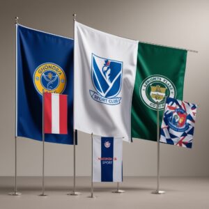 blue and white flag with cross