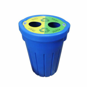 Refuse Recycle Bin with Flat Lid - Two Holes - Plastic - 85L - LB083