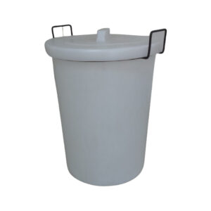 Refuse Bin with Lid - Plastic - Steel Handles - 90L - White - LB022W