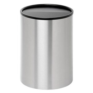 Steel Litter Bin - Wide - Full Swivel Lid and Bin Liner - Solid - 400 Ø x 600 (H) mm - Stainless Steel - 763SS-027SD