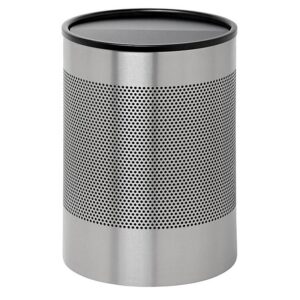Steel Litter Bin - Wide - Full Swivel Lid and Bin Liner - Perforated - 400 Ø x 600 (H) mm - Stainless Steel - 754SS-027SD