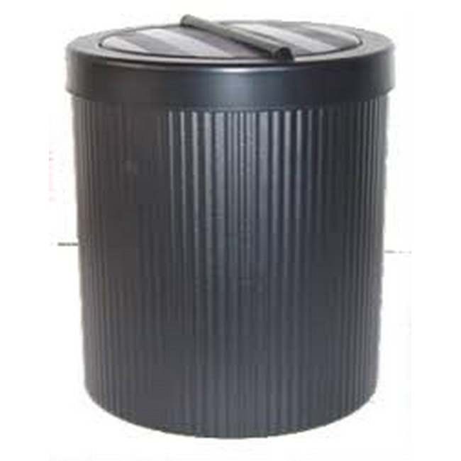 Steel Waste Paper Bin - Fluted - With Flip-Top Lid - 240 Ø x 300 (H) mm - Colour Options - 521BL