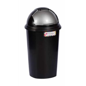 Contour 25L Plastic Dust Bin - Round Swing Lid - Black - Pack of 5