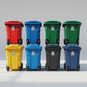 Yellow 770 liter wheelie bin