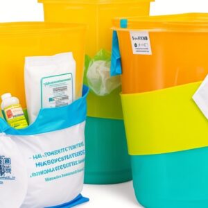 yellow sharps bin with purple lid