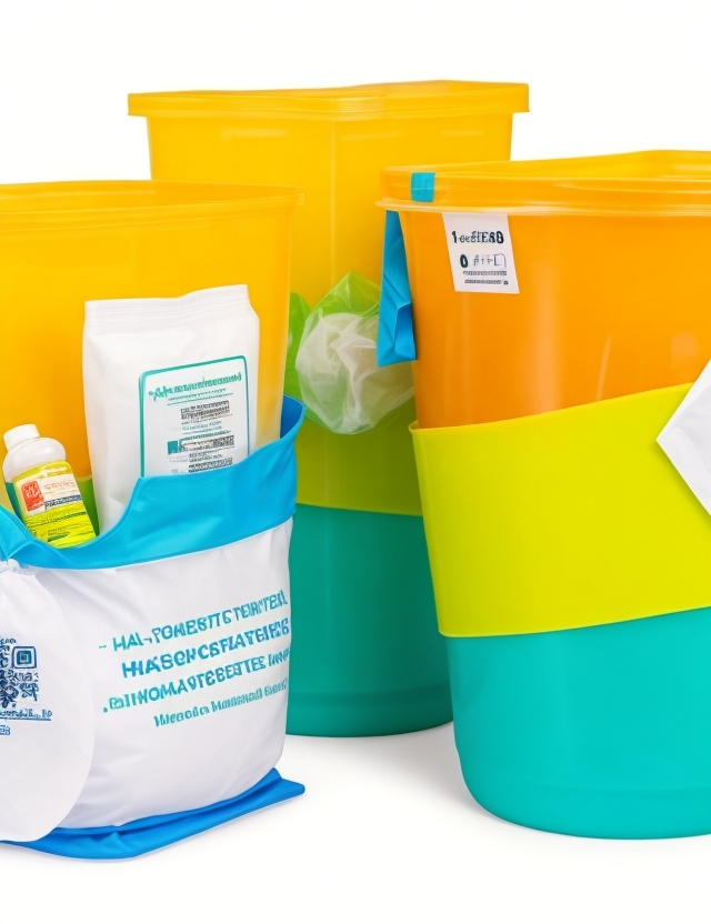 yellow sharps bin with purple lid