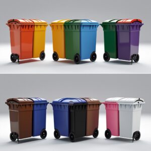 Pink 550 liter wheelie bin
