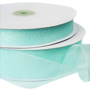 Aqua Blue Organza Ribbon 20mm x 100m