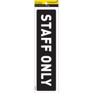 Information Sign - Staff Only - White-Black - 185 x 50mm - SIGNASO(R)