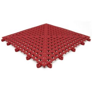 Floor Tile - Flexi-Deck Interlinking Anti-Slip Drainage PVC Mat - 30 x 30 x 1.3 cm - Red - Pack of 9 - FD030001
