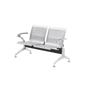 Airport Bench - Indoor Waiting Room Seat - Chrome - Two Seater - Flat Pack - 127 x 67 x 82 cm - PC02