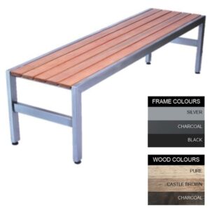 Slimline Bench - Steel and Wood - Adj. Feet - 45x240x45cm - Colour Options - SL4661PC