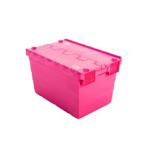 Crate - Security Container - Plastic ALC - Attached Hinged Lid - 18L - 40 x 30 x 24cm - Pink - ALC-240-Pink