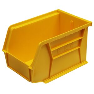 Stack & Hang Parts Storage Bin - Small Plastic Container - Size 4 - 21 x 14 x 13 cm - Yellow - BIN-4-YELLOW