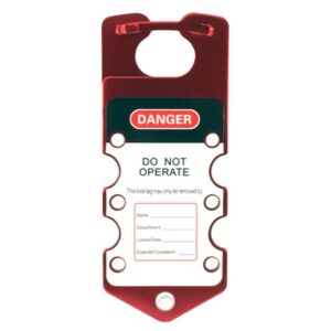 Lockout Hasp - Aluminium with Label - Holds 6 Locks - 19 x 7.7 x 1cm