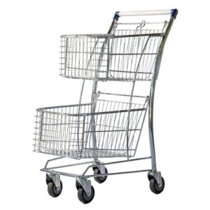 Steel Shopping Trolley - Two Metal Mesh Baskets - Deluxe - 80L