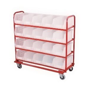 Steel Frame Plastic Container Trolley - Kit - Includes 20 x Size 7 Clear Bins - 110 x 106 x 35cm