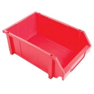 Matlock Plastic Louvre Panel Bin - Stack and Hang Container - Interlocking Design - 28 x 42.5 x 18.4 cm - Red