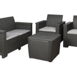 Jabulani Patio Furniture Set - Outdoor - Rattan Look - Charcoal - 4 Piece