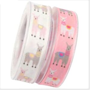 Llama Rose 25mm Stable-edge Ribbon
