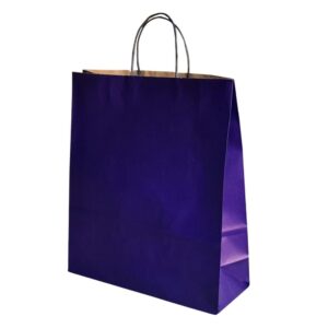 Purple kraft paper bag with navy paper twist – 340 x 125 x 400mm